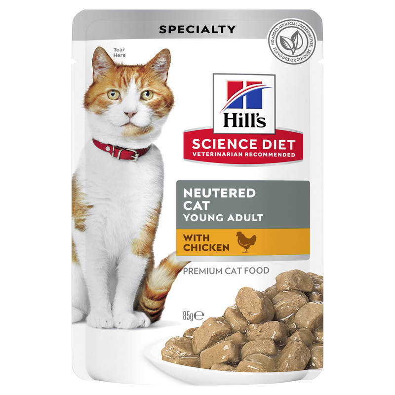 Hills Science Diet Young Adult Neutered Cat with Chicken 85g x 12 Pouches 1